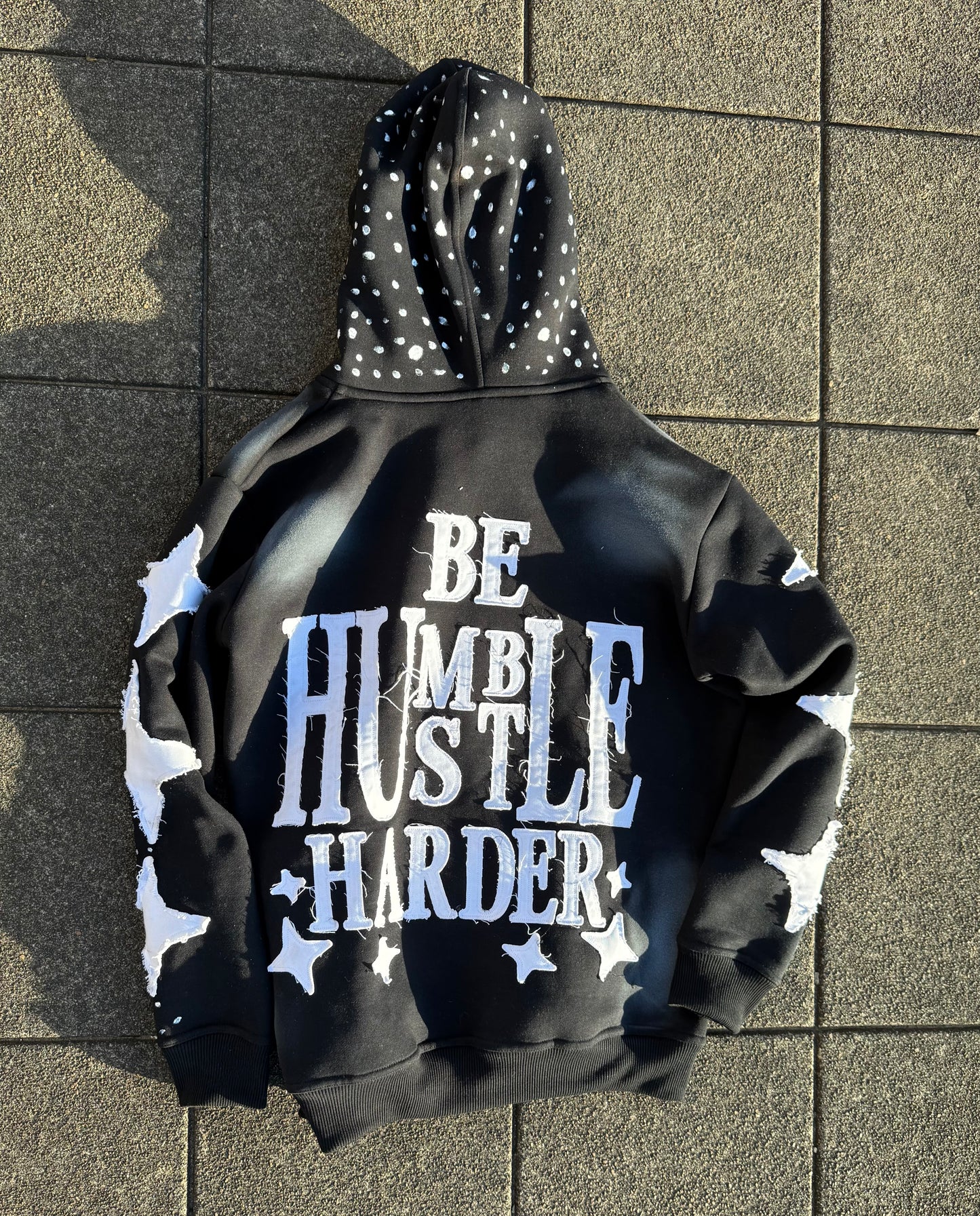 Black (HUSTLE) Zip-Up Hoodie