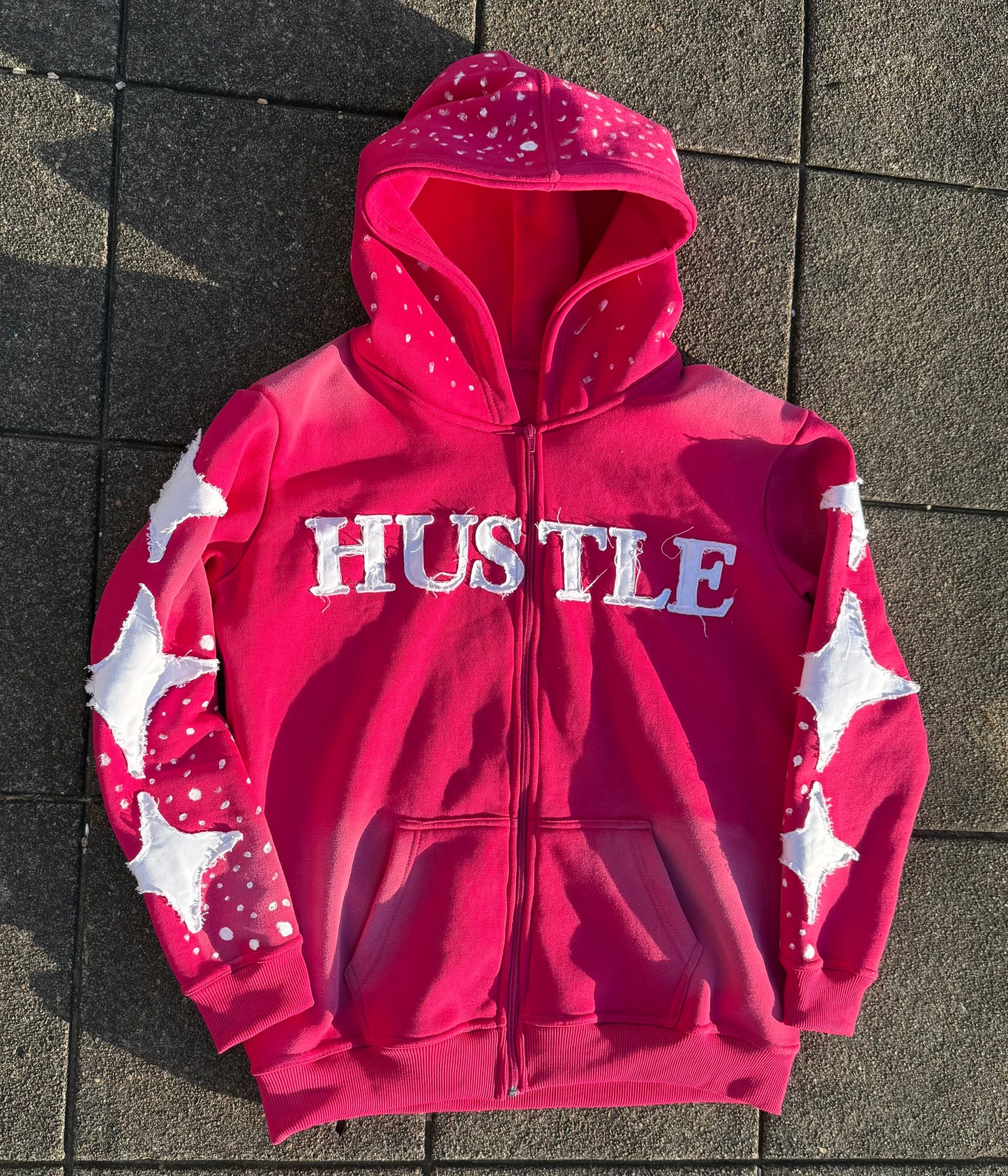 Pink (HUSTLE) Zip-Up Hoodie