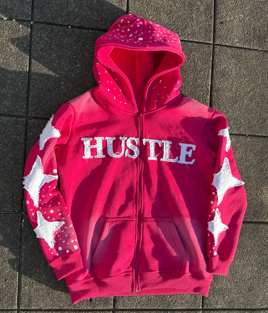 Pink (HUSTLE) Zip-Up Hoodie