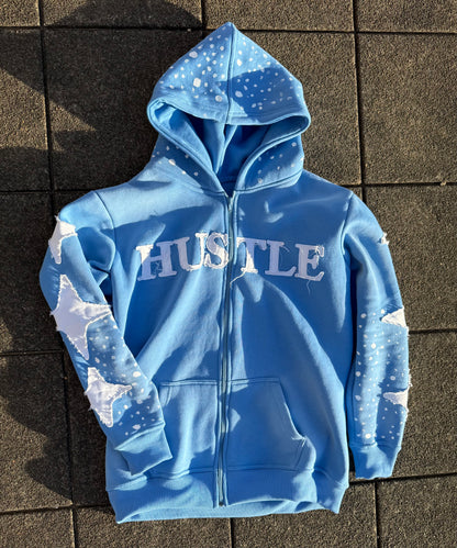 Blue (HUSTLE) Zip-Up Hoodie